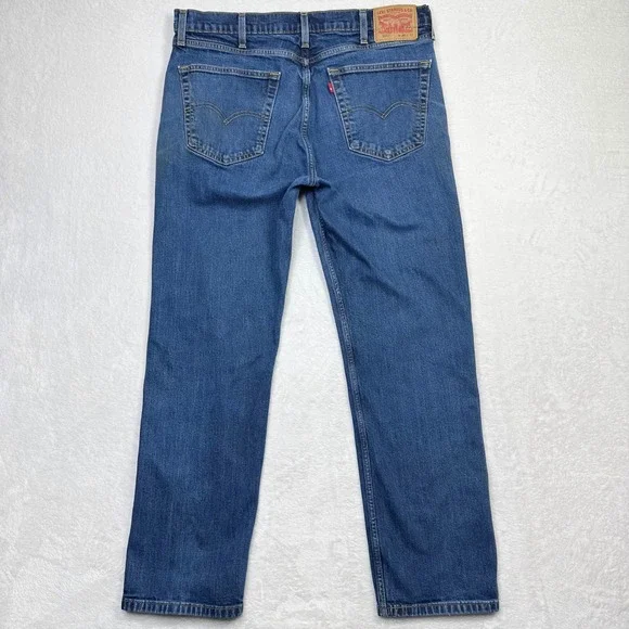 Levi's 505 Jean Mens 38x32 (Fits 26x30) Blue Regular Medium Wash Pants Classic - Picture 2 of 10
